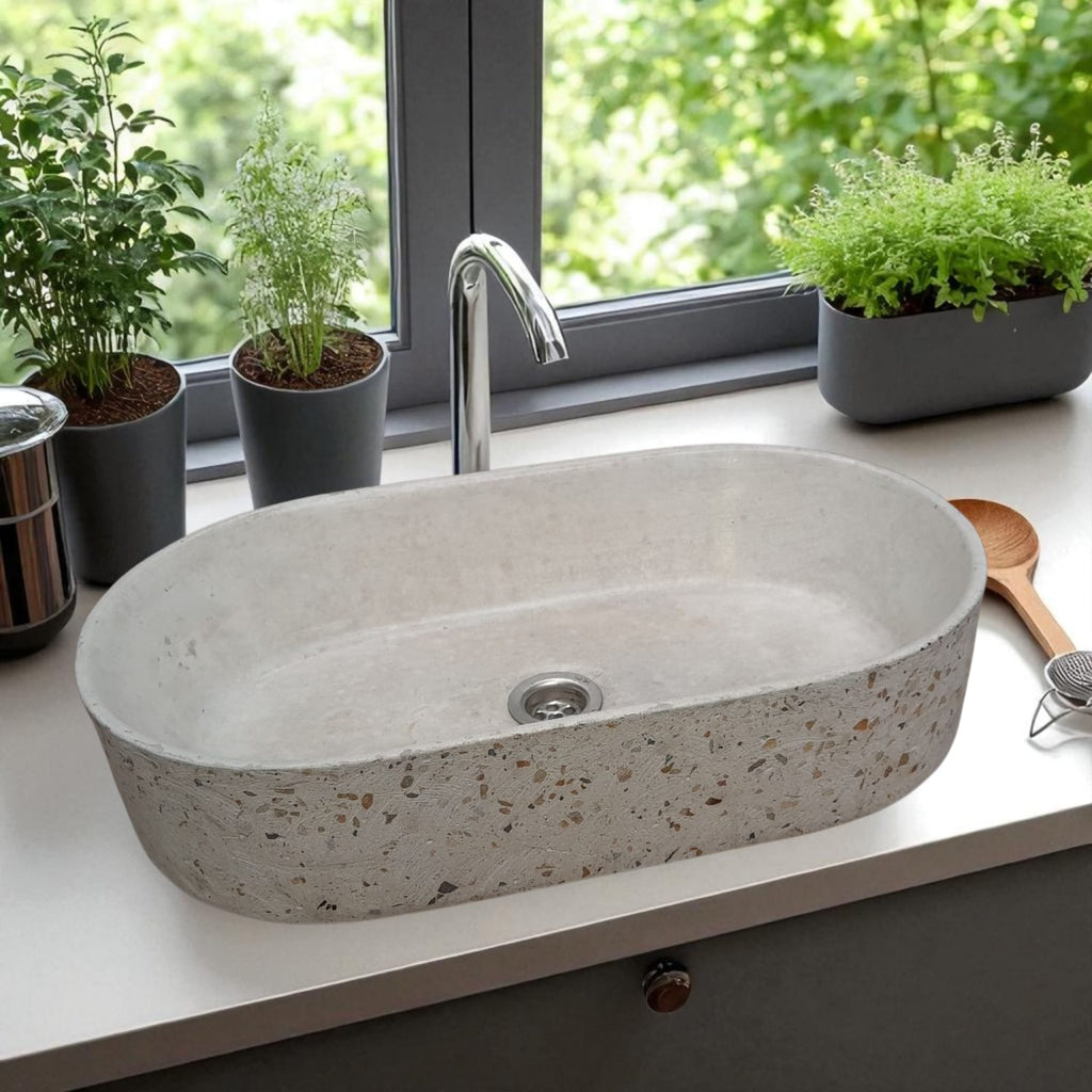 Gaia's Ark Ivory Namibian Dream Bespoke Concrete Sink 53 x 30 x 11.5cm