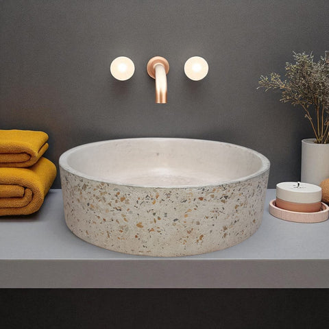 Image of Ivory Round Flat Namibian Dream Bespoke Basin 40 x 40 x 12cm