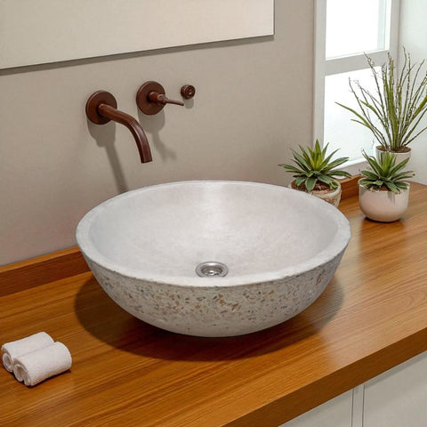 Image of Ivory Round Concave Namibian Dream Concrete Bespoke Basin 42 x 42 x 14 cm