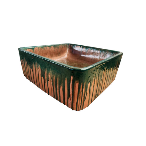 Image of Forest Green Epoxy Dripping Over Rose Gold 31 x 31cm