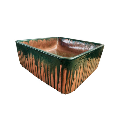 Image of Forest Green Epoxy Dripping Over Rose Gold 31 x 31cm Seedleme
