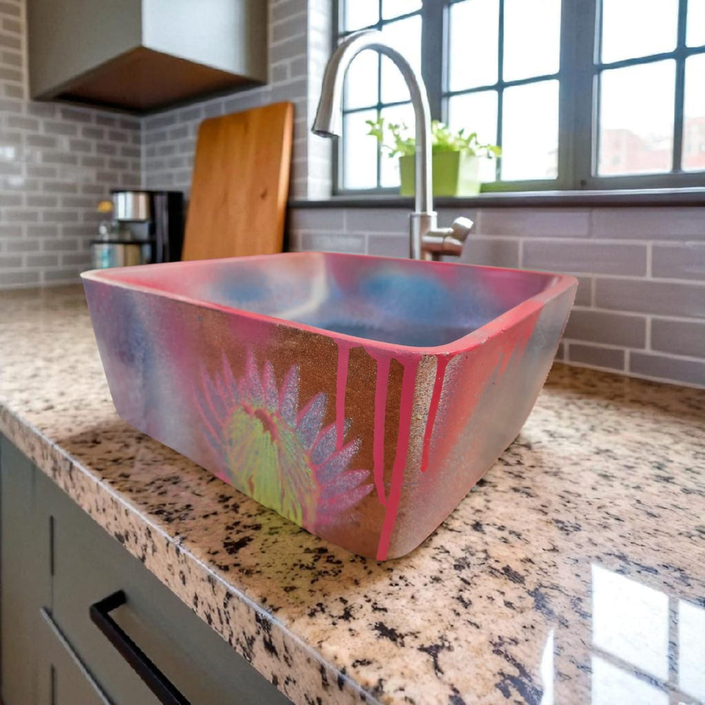 Protea Graffiti explosion pink dreams concrete basin 31 x 31cm