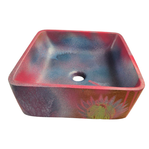 Image of Protea Graffiti explosion pink dreams concrete basin 31 x 31cm