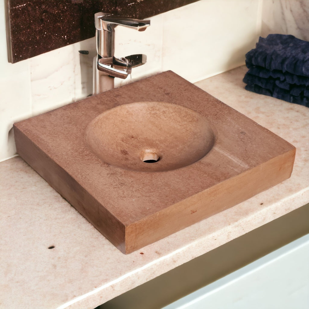 Terracotta flat square concrete basin 50 x 50 cm