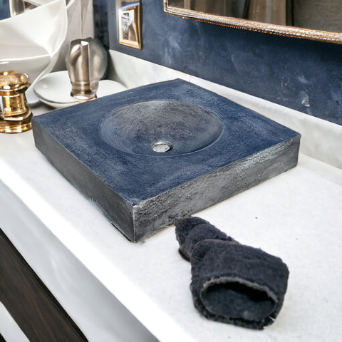 Image of Charcoal flat square concrete basin 50 x 50 cm