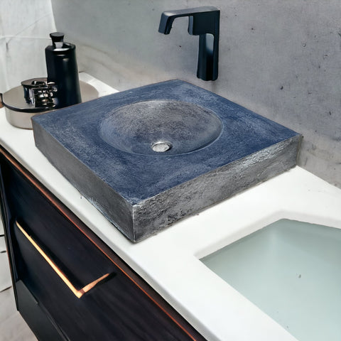 Image of Charcoal flat square concrete basin 50 x 50 cm