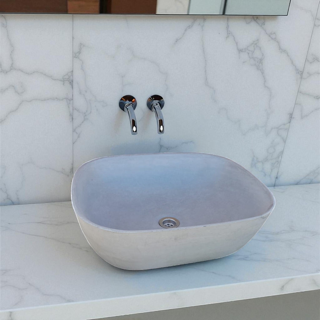 Ivory Bespoke Concrete Aquadite Bathroom Sink 50 x 40.5 x 14.5cm