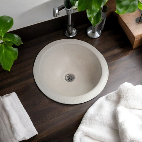 Image of Ivory Bespoke Round Concrete Drop-In Sink 43 x 43 x 15cm