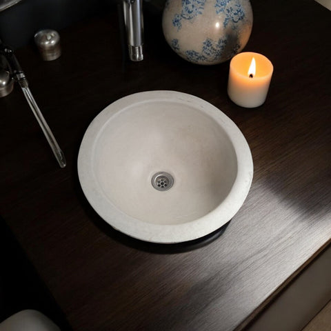 Image of Ivory Bespoke Round Concrete Drop-In Sink 43 x 43 x 15cm