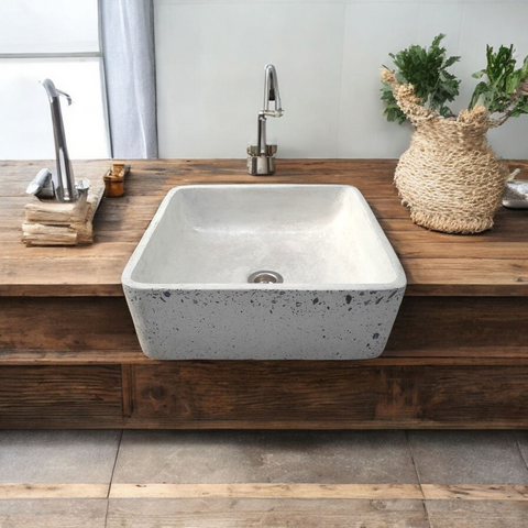 Image of Ivory Exposed Aggregate Countertop Butler Basin 36 x 36 x 12cm Seedleme