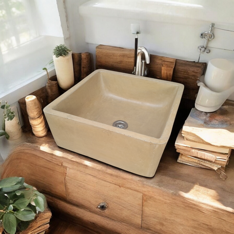 Image of Mermaids Pond 39x39x16cm Sandstone Bespoke Sink Seedleme