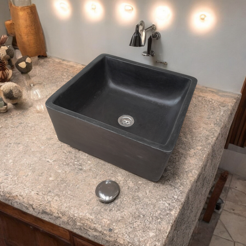 Image of Mermaids Pond 39x39x16cm Black Bespoke Sink Seedleme