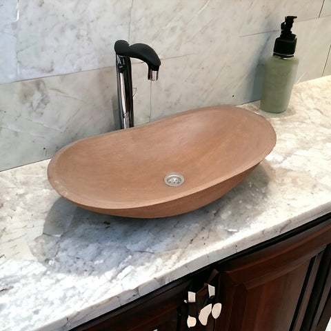 Image of Choc Plum Bespoke Concrete Basin. Modern Oval Shape 59 x 39 x 12cm Seedleme