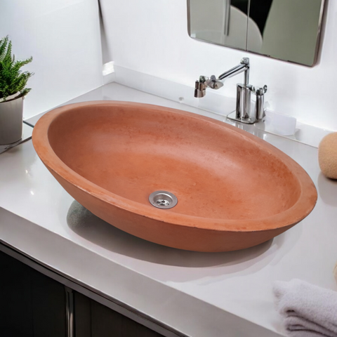Image of Angels Rock Pool Terracota Bespoke Bathroom Sink 545 x 400 x 165mm Seedleme