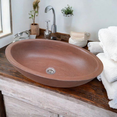 Image of Angels Rock Pool Choc Plum Bespoke Bathroom Sink 545x400x165mm Seedleme