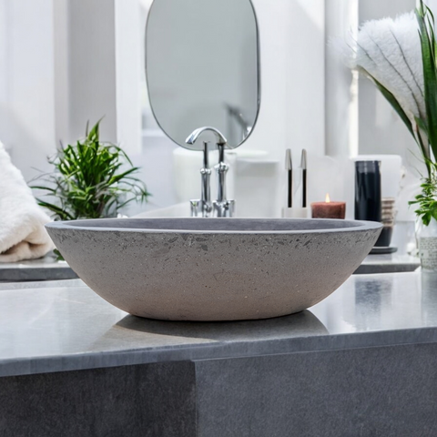 Image of Exposed Aggregate Bespoke Charcoal Angels Rock Pool Concrete Sink 545x400x165mm Seedleme
