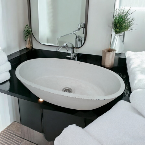 Image of Calypso Ivory Bespoke Concrete Basin 56 x 29.5 x 15cm Seedleme