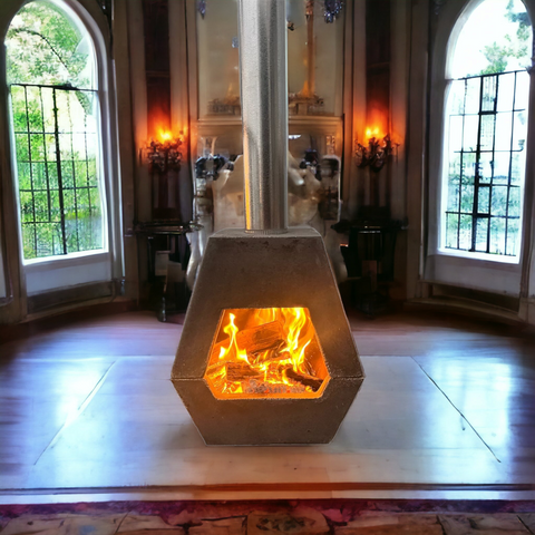 Image of Charcoal Concrete fireplace indoor/outdoor 60 x 55 x 30cm