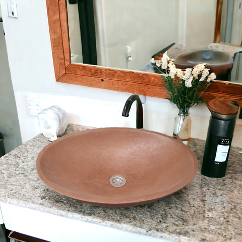 Image of Choc Plum Oval Shaped Bespoke Concrete Bathroom Basin 50 x 35 x 15cm