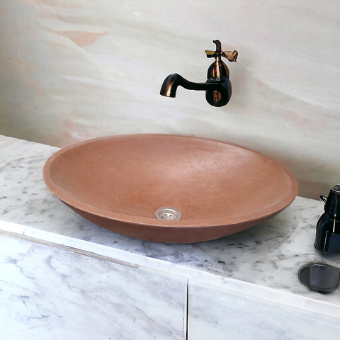 Image of Choc Plum Oval Shaped Bespoke Concrete Bathroom Basin 50 x 35 x 15cm