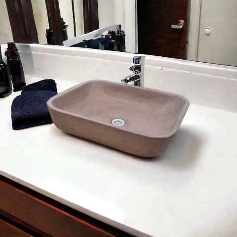 Image of Choc Plum Rectangle Concave Concrete Sink 52 x 40 x 13cm