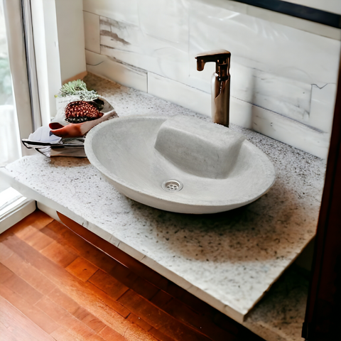 Image of Grey Concrete Oval Basin 50 x 38 x 13cm - made to last a lifetime