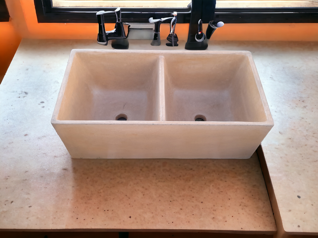 Burnt Orange Large Double Concrete Butler Basin 800 x 400x 270mm (50mm Outlet)