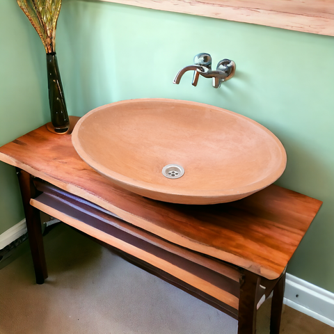 Image of Terracotta Bespoke Concrete Oval Sink 50 x 35 x 15cm
