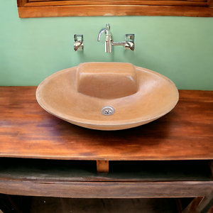 Burnt Orange Bespoke Oval Rectangle Concrete Sink 50 x 38 x 13cm