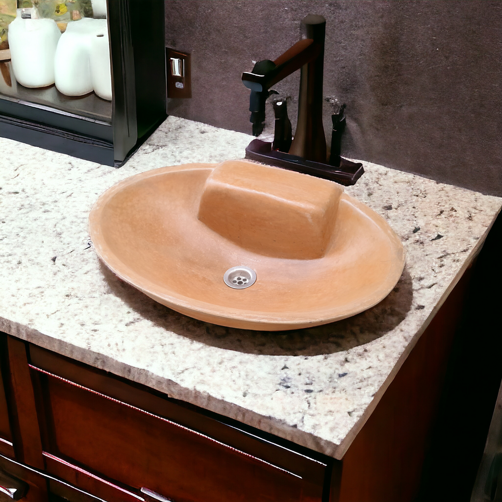 Burnt Orange Bespoke Oval Rectangle Concrete Sink 50 x 38 x 13cm