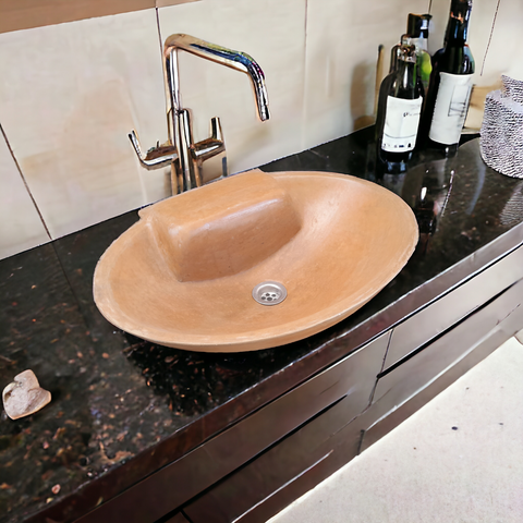 Image of Burnt Orange Bespoke Oval Rectangle Concrete Sink 50 x 38 x 13cm