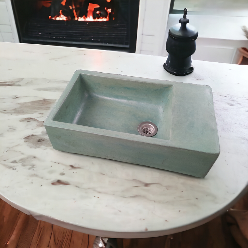 Green Concrete Sink 42 x 24 x 11.5cm High Quality Concrete Basin