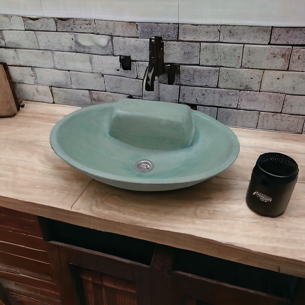 Green Oval Rectangle Bespoke Bathroom Sink Oval Basin 50 x 38 x 13cm