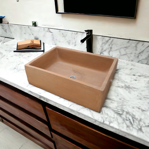 Image of Bespoke Burnt Orange Concrete Handmade Butler 65 x 45 x 20cm Seedleme