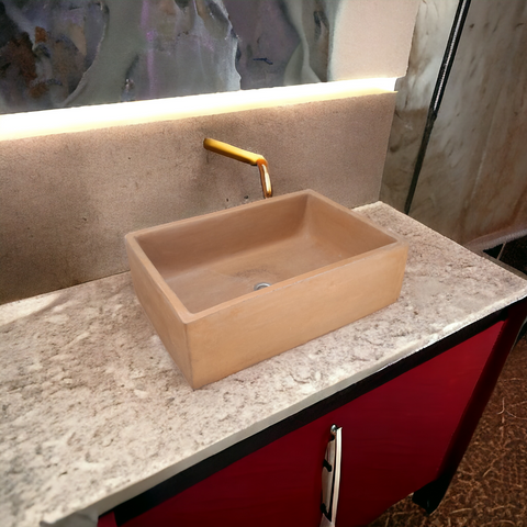 Image of Bespoke Burnt Orange Concrete Handmade Butler 65 x 45 x 20cm Seedleme