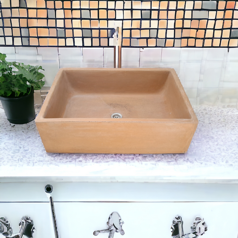 Image of Bespoke Burnt Orange Concrete Handmade Butler 65 x 45 x 20cm Seedleme