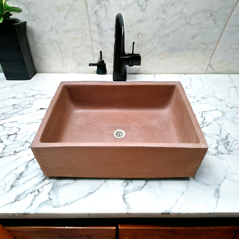 Image of Choc Plum Bespoke Single Butler Concrete Sink. 65 x 45 x 20cm