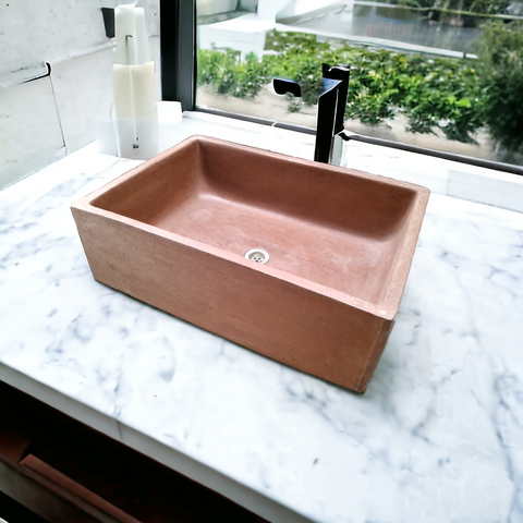 Image of Choc Plum Bespoke Single Butler Concrete Sink. 65 x 45 x 20cm