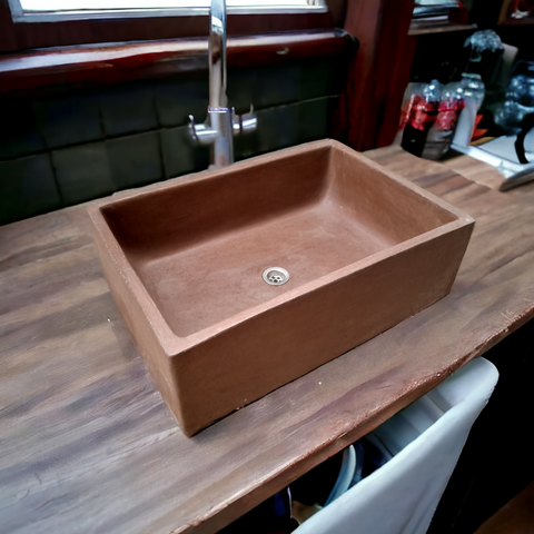 Image of Choc Plum Bespoke Single Butler Concrete Sink. 65 x 45 x 20cm