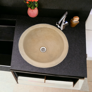 Sandstone Bespoke Round Concrete Drop-In Sink 43 x 43 x 15cm