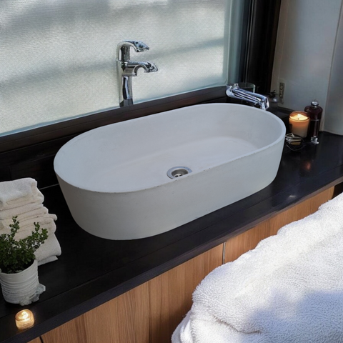 Image of Gaia's Ark Ivory Concrete Sink 53 x 30 x 11.5cm
