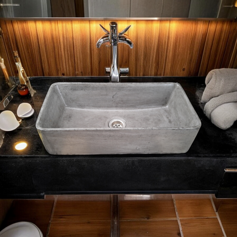 Image of Aquatina Charcoal Concrete Basin 47 x 23.5 x 12cm Seedleme