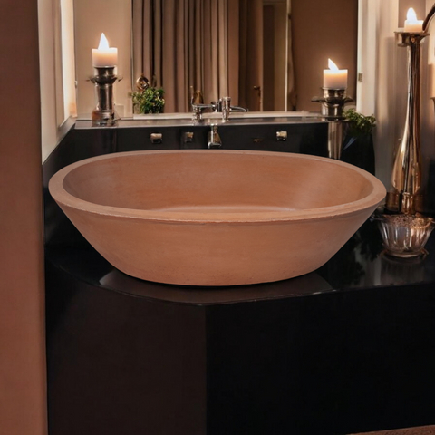 Image of Calypso Terracotta Bespoke Concrete Basin 56 x 29.5 x 15cm Seedleme