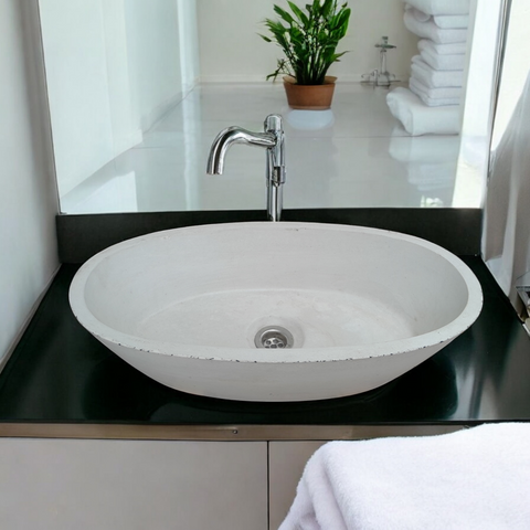 Image of Calypso Ivory Bespoke Concrete Basin 56 x 29.5 x 15cm