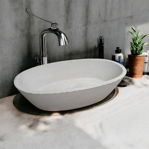 Image of Calypso Ivory Bespoke Concrete Basin 56 x 29.5 x 15cm