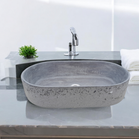Image of Exposed Aggregate Bespoke Gaia's Ark Charcoal Sink 53 x 30 x 11.5cm Seedleme