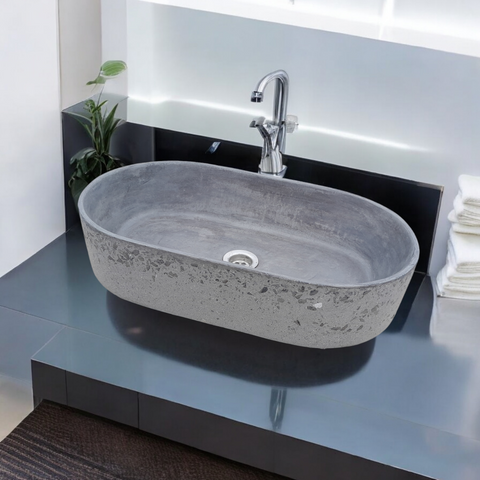 Image of Exposed Aggregate Bespoke Gaia's Ark Charcoal Sink 53 x 30 x 11.5cm Seedleme