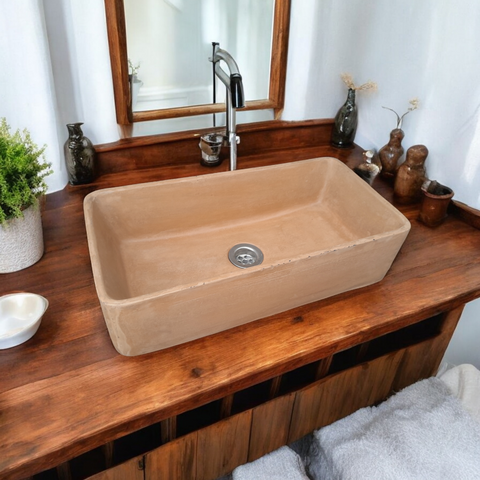 Image of Aquatina Burnt Orange Concrete Basin 47 x 23.5 x 12cm Seedleme