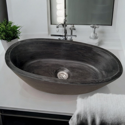 Image of Calypso Black Bespoke Concrete Basin 56 x 29.5 x 15cm Seedleme