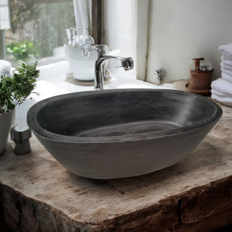 Image of Calypso Black Bespoke Concrete Basin 56 x 29.5 x 15cm Seedleme